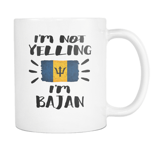 RobustCreative-I'm Not Yelling I'm Bajan Flag - Barbados Pride 11oz Funny White Coffee Mug - Coworker Humor That's How We Talk - Women Men Friends Gift - Both Sides Printed (Distressed)