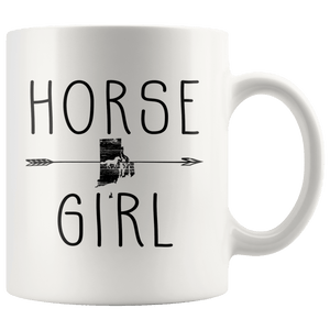 RobustCreative-Rhode Island Horse Girl Gifts Islander Shape Country for women - 11oz White Mug Riding Lover Gift Idea