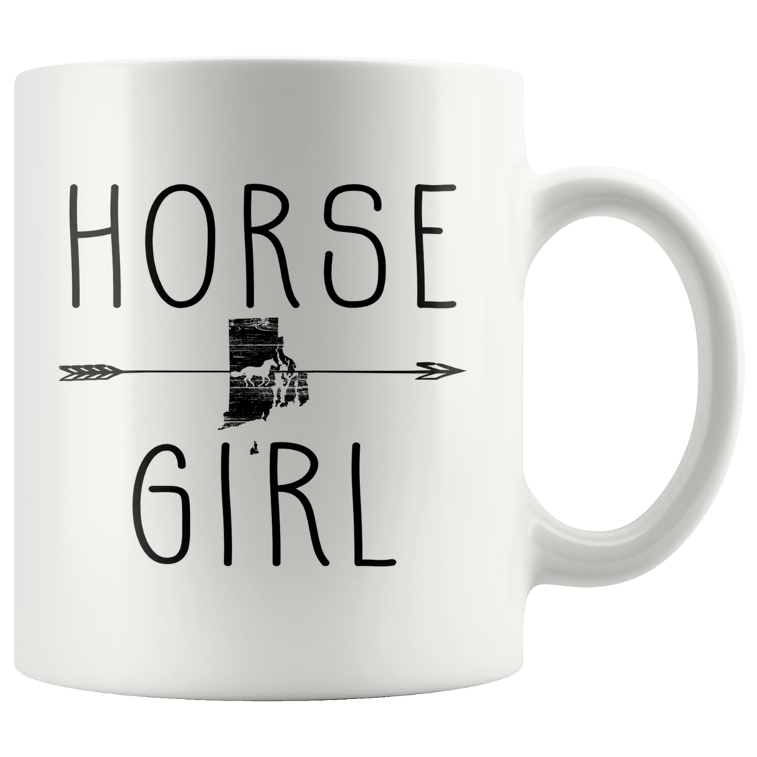 RobustCreative-Rhode Island Horse Girl Gifts Islander Shape Country for women - 11oz White Mug Riding Lover Gift Idea