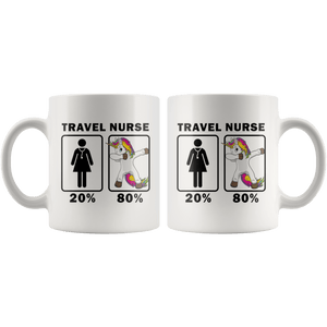 RobustCreative-Travel Nurse Dabbing Unicorn 80 20 Principle Superhero Girl Womens - 11oz White Mug Medical Personnel Gift Idea