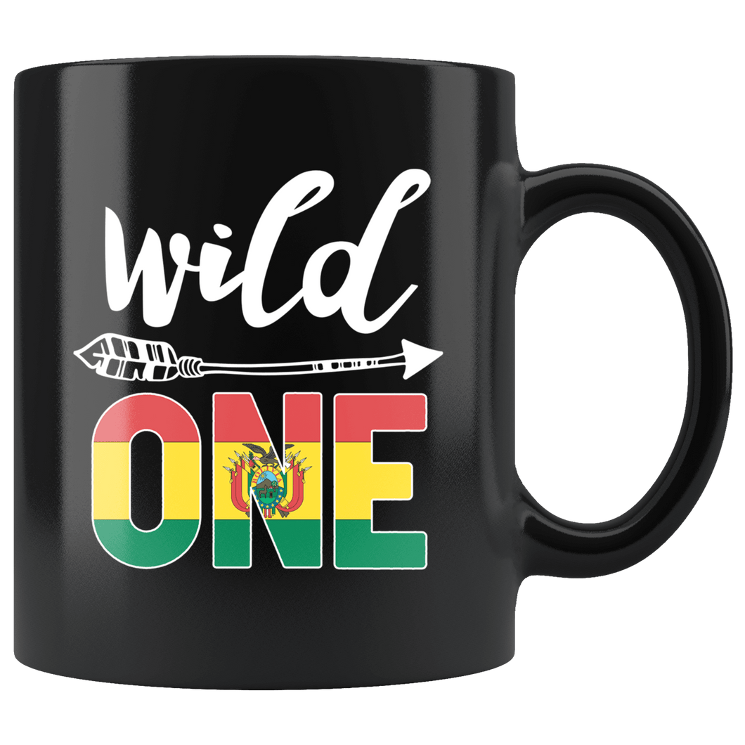 RobustCreative-Bolivia Wild One Birthday Outfit 1 Bolivian Flag Black 11oz Mug Gift Idea