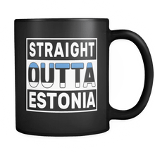 Load image into Gallery viewer, RobustCreative-Straight Outta Estonia - Estonian Flag 11oz Funny Black Coffee Mug - Independence Day Family Heritage - Women Men Friends Gift - Both Sides Printed (Distressed)
