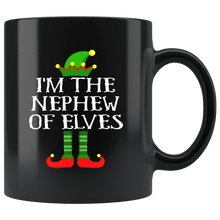 Load image into Gallery viewer, RobustCreative-Im The Nephew of Elves Family Matching Elf Outfits PJ - 11oz Black Mug Christmas group green pjs costume Gift Idea
