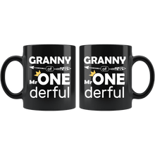 Load image into Gallery viewer, RobustCreative-Granny of Mr Onederful Crown 1st Birthday Baby Boy Outfit Black 11oz Mug Gift Idea
