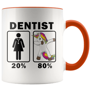 RobustCreative-Dentist Dabbing Unicorn 80 20 Principle Superhero Girl Womens - 11oz Accent Mug Medical Personnel Gift Idea
