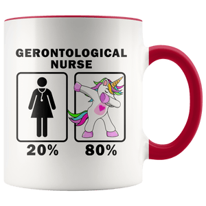 RobustCreative-Gerontological Nurse Dabbing Unicorn 20 80 Principle Superhero Girl Womens - 11oz Accent Mug Medical Personnel Gift Idea