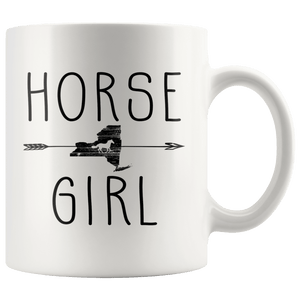 RobustCreative-New York Horse Girl Yorker Shape Country for women - 11oz White Mug Racing Lover Gift Idea