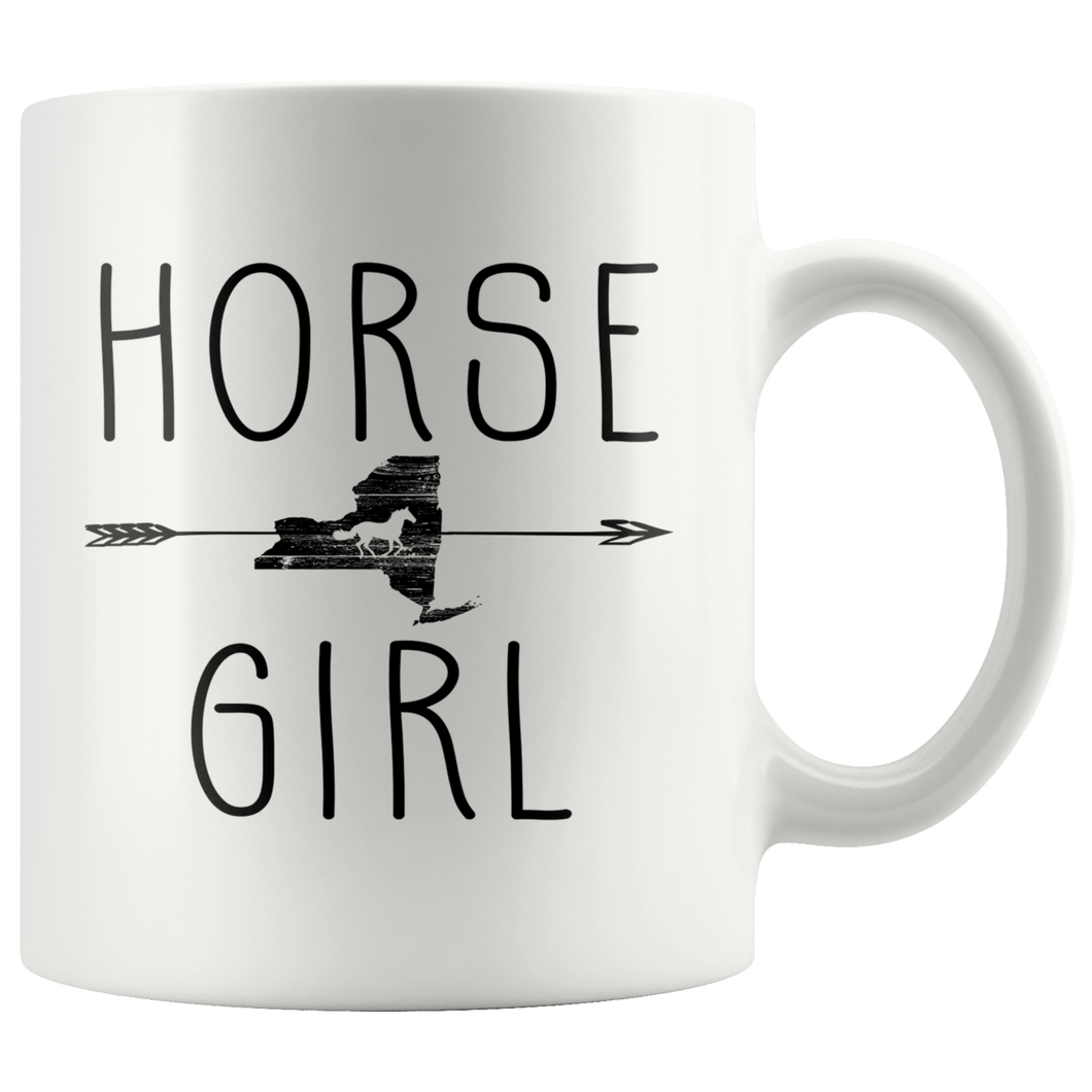 RobustCreative-New York Horse Girl Yorker Shape Country for women - 11oz White Mug Racing Lover Gift Idea