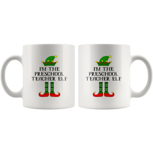 RobustCreative-Im The Preschool Teacher Elf Christmas Teaching's - 11oz White Mug I Just Really Like to Teach Cute Tiny Humans Gift Idea