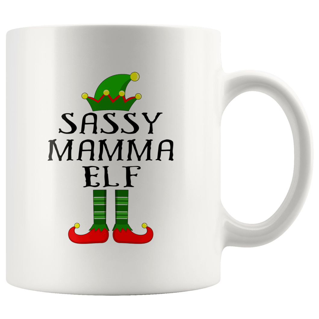 RobustCreative-Im The Sassy Mamma Elf Family Matching Outfits PJ - 11oz White Mug Christmas group green pjs costume Gift Idea