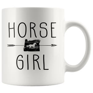 RobustCreative-Oregon Horse Girl Gifts Oregonian Shape Country for women - 11oz White Mug Racing Lover Gift Idea