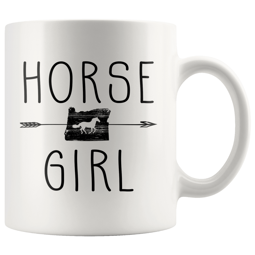 RobustCreative-Oregon Horse Girl Gifts Oregonian Shape Country for women - 11oz White Mug Racing Lover Gift Idea