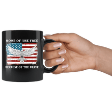 Load image into Gallery viewer, RobustCreative-Eagle Mullet American Flag Home of the Free Veterans Day - Military Family 11oz Black Mug Deployed Duty Forces support troops CONUS Gift Idea - Both Sides Printed
