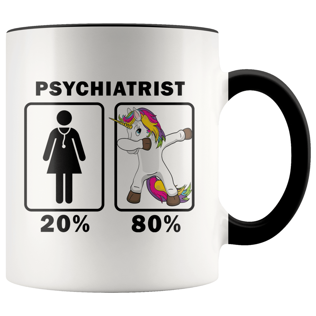 RobustCreative-Psychiatrist Dabbing Unicorn 80 20 Principle Superhero Girl Womens - 11oz Accent Mug Medical Personnel Gift Idea