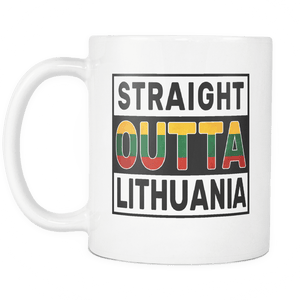 RobustCreative-Straight Outta Lithuania - Lithuanian Flag 11oz Funny White Coffee Mug - Independence Day Family Heritage - Women Men Friends Gift - Both Sides Printed (Distressed)