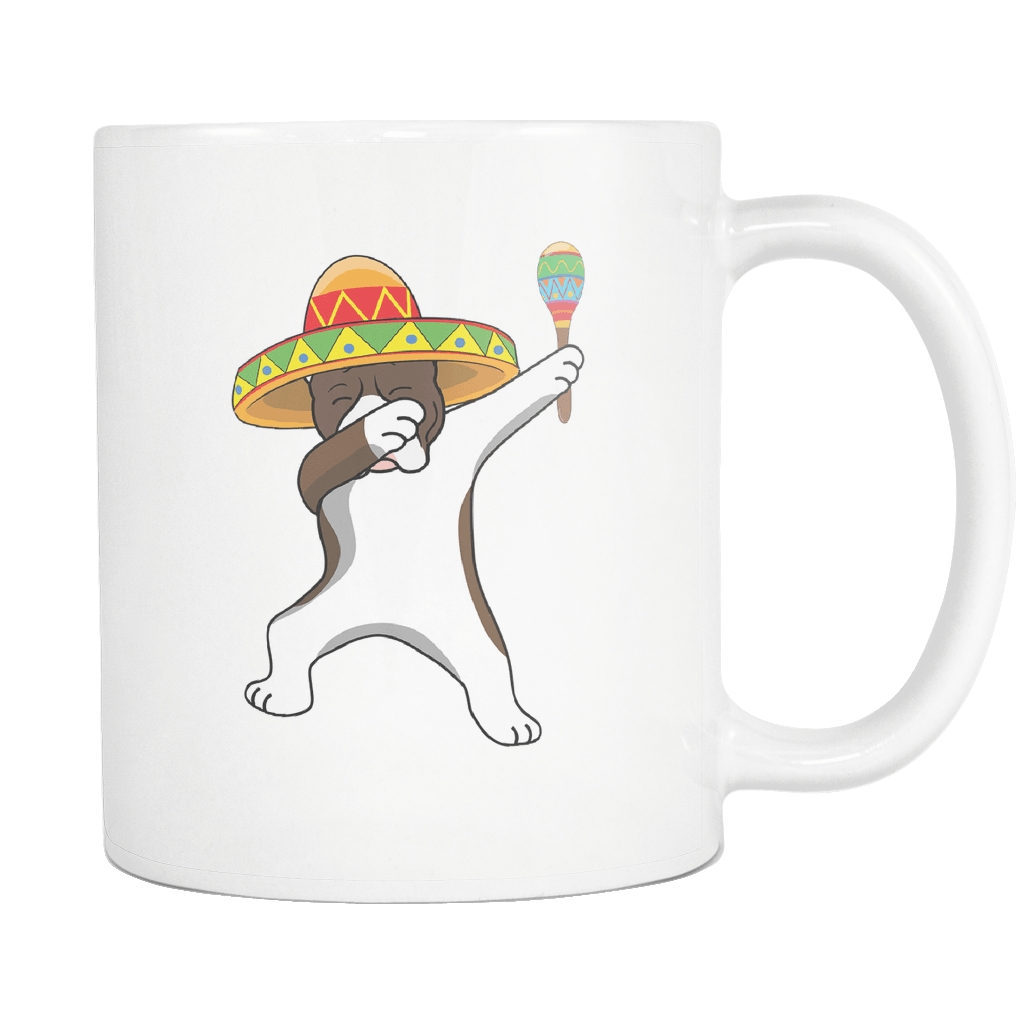 RobustCreative-Dabbing Pitbull Dog in Sombrero - Cinco De Mayo Mexican Fiesta - Dab Dance Mexico Party - 11oz White Funny Coffee Mug Women Men Friends Gift ~ Both Sides Printed
