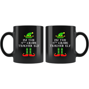 RobustCreative-Im The 4th Grade Teacher Elf Christmas Teaching's - 11oz Black Mug I Just Really Like to Teach Cute Tiny Humans Gift Idea