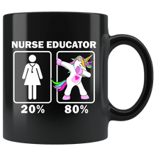Load image into Gallery viewer, RobustCreative-Nurse Educator Dabbing Unicorn 20 80 Principle Superhero Girl Womens - 11oz Black Mug Medical Personnel Gift Idea
