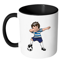 Load image into Gallery viewer, RobustCreative-Dabbing Soccer Boys Greece Greek Athens Gift National Soccer Tournament Game 11oz Black &amp; White Coffee Mug ~ Both Sides Printed
