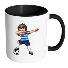 Load image into Gallery viewer, RobustCreative-Dabbing Soccer Boys Greece Greek Athens Gift National Soccer Tournament Game 11oz Black &amp; White Coffee Mug ~ Both Sides Printed
