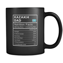 Load image into Gallery viewer, RobustCreative-Kazakh Dad, Nutrition Facts Fathers Day Hero Gift - Kazakh Pride 11oz Funny Black Coffee Mug - Real Kazakhstan Hero Papa National Heritage - Friends Gift - Both Sides Printed

