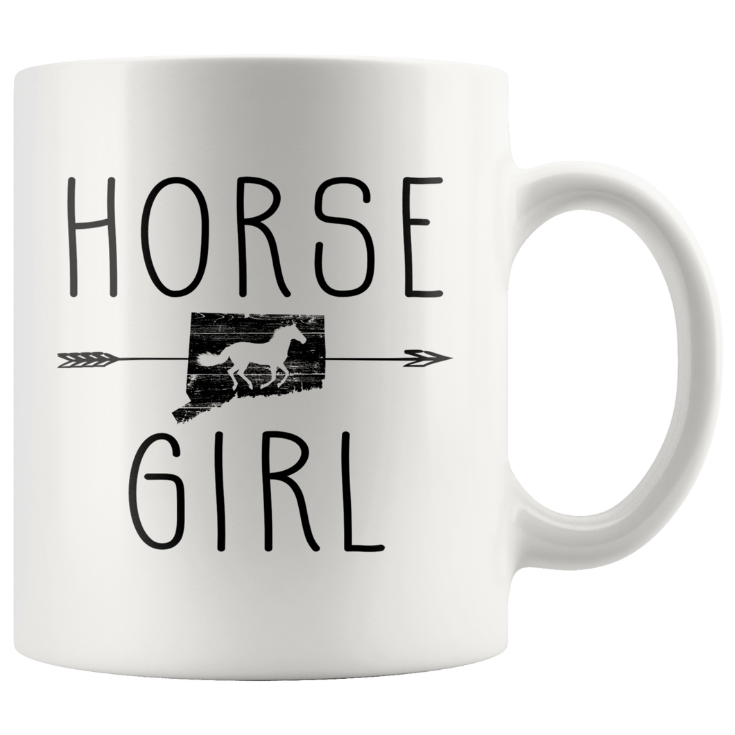 RobustCreative-Connecticut Horse Girl Gifts Connecticuter Shape Country for women - 11oz White Mug Riding Lover Gift Idea