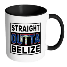 Load image into Gallery viewer, RobustCreative-Straight Outta Belize - Belizean Flag 11oz Funny Black &amp; White Coffee Mug - Independence Day Family Heritage - Women Men Friends Gift - Both Sides Printed (Distressed)
