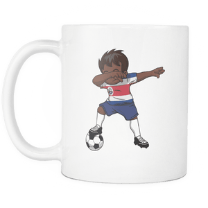 RobustCreative-Dabbing Soccer Boy Costa Rican Tico San Jose Gifts National Soccer Tournament Game 11oz White Coffee Mug ~ Both Sides Printed