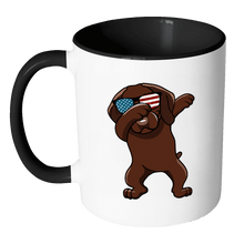 Load image into Gallery viewer, RobustCreative-Dabbing Vizsla Dog America Flag - Patriotic Merica Murica Pride - 4th of July USA Independence Day - 11oz Black &amp; White Funny Coffee Mug Women Men Friends Gift ~ Both Sides Printed
