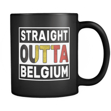 Load image into Gallery viewer, RobustCreative-Straight Outta Belgium - Belgian Flag 11oz Funny Black Coffee Mug - Independence Day Family Heritage - Women Men Friends Gift - Both Sides Printed (Distressed)
