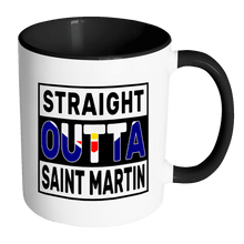 Load image into Gallery viewer, RobustCreative-Straight Outta Saint Martin - St. Martiner Flag 11oz Funny Black &amp; White Coffee Mug - Independence Day Family Heritage - Women Men Friends Gift - Both Sides Printed (Distressed)

