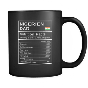 RobustCreative-Nigerien Dad, Nutrition Facts Fathers Day Hero Gift - Nigerien Pride 11oz Funny Black Coffee Mug - Real Niger Hero Papa National Heritage - Friends Gift - Both Sides Printed