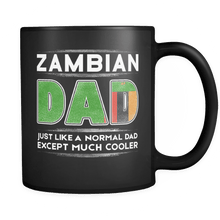 Load image into Gallery viewer, RobustCreative-Zambia Dad is Cooler - Fathers Day Gifts Black 11oz Funny Coffee Mug - Promoted to Daddy Gift From Kids - Women Men Friends Gift - Both Sides Printed (Distressed)
