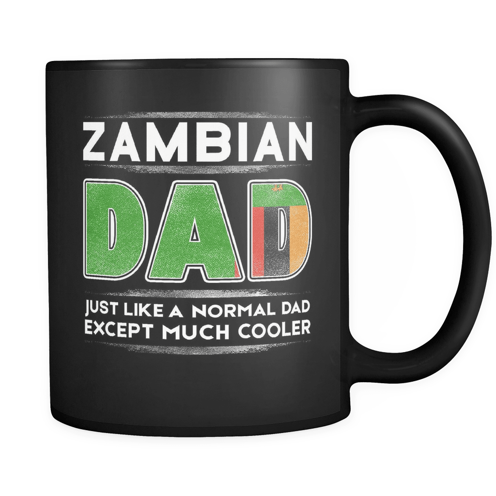 RobustCreative-Zambia Dad is Cooler - Fathers Day Gifts Black 11oz Funny Coffee Mug - Promoted to Daddy Gift From Kids - Women Men Friends Gift - Both Sides Printed (Distressed)
