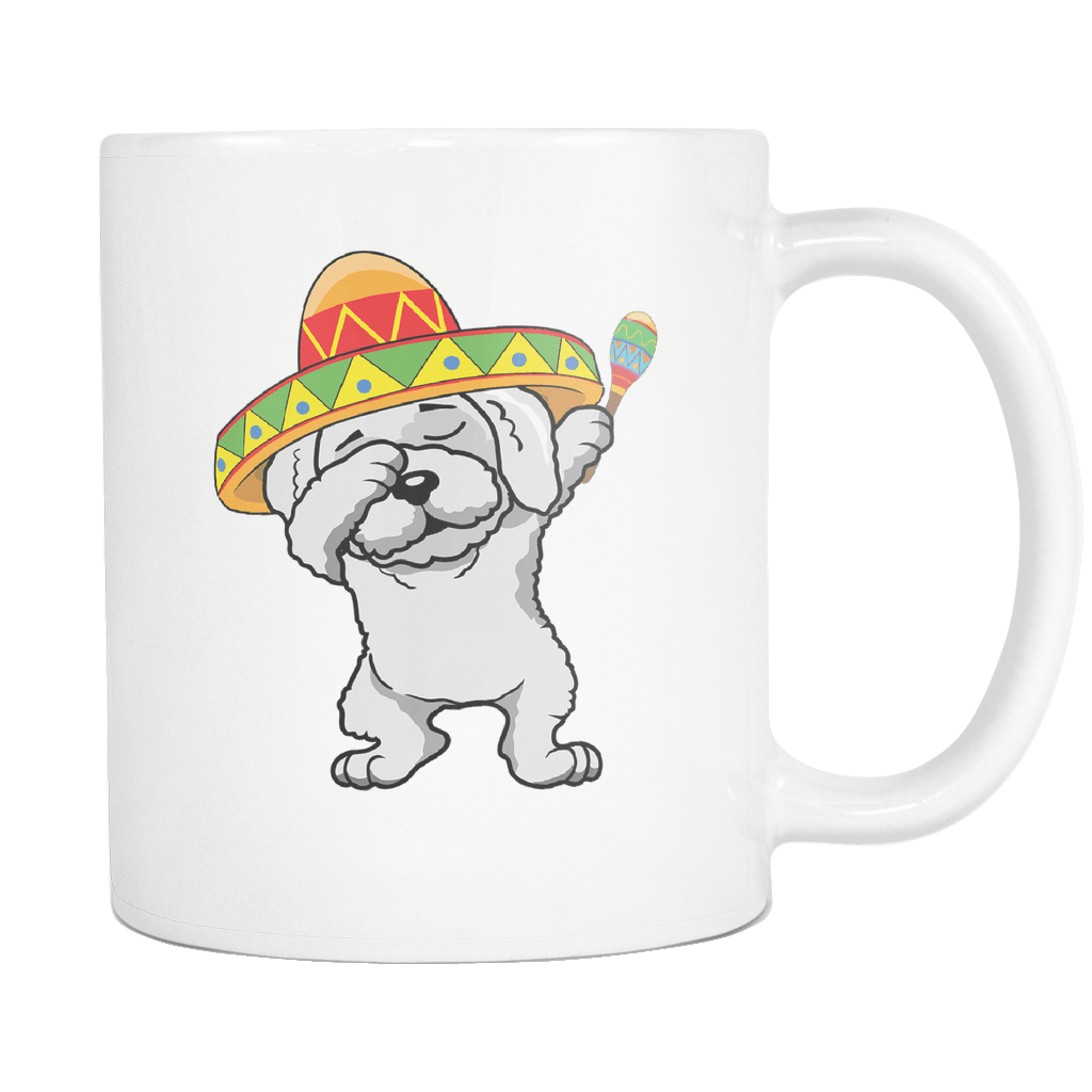 RobustCreative-Dabbing Bichon Frise Dog in Sombrero - Cinco De Mayo Mexican Fiesta - Dab Dance Mexico Party - 11oz White Funny Coffee Mug Women Men Friends Gift ~ Both Sides Printed