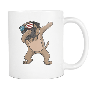 RobustCreative-Dabbing Bullmastiff Dog America Flag - Patriotic Merica Murica Pride - 4th of July USA Independence Day - 11oz White Funny Coffee Mug Women Men Friends Gift ~ Both Sides Printed