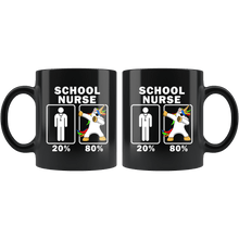 Load image into Gallery viewer, RobustCreative-School Nurse Dabbing Unicorn 80 20 Principle Graduation Gift Mens - 11oz Black Mug Medical Personnel Gift Idea
