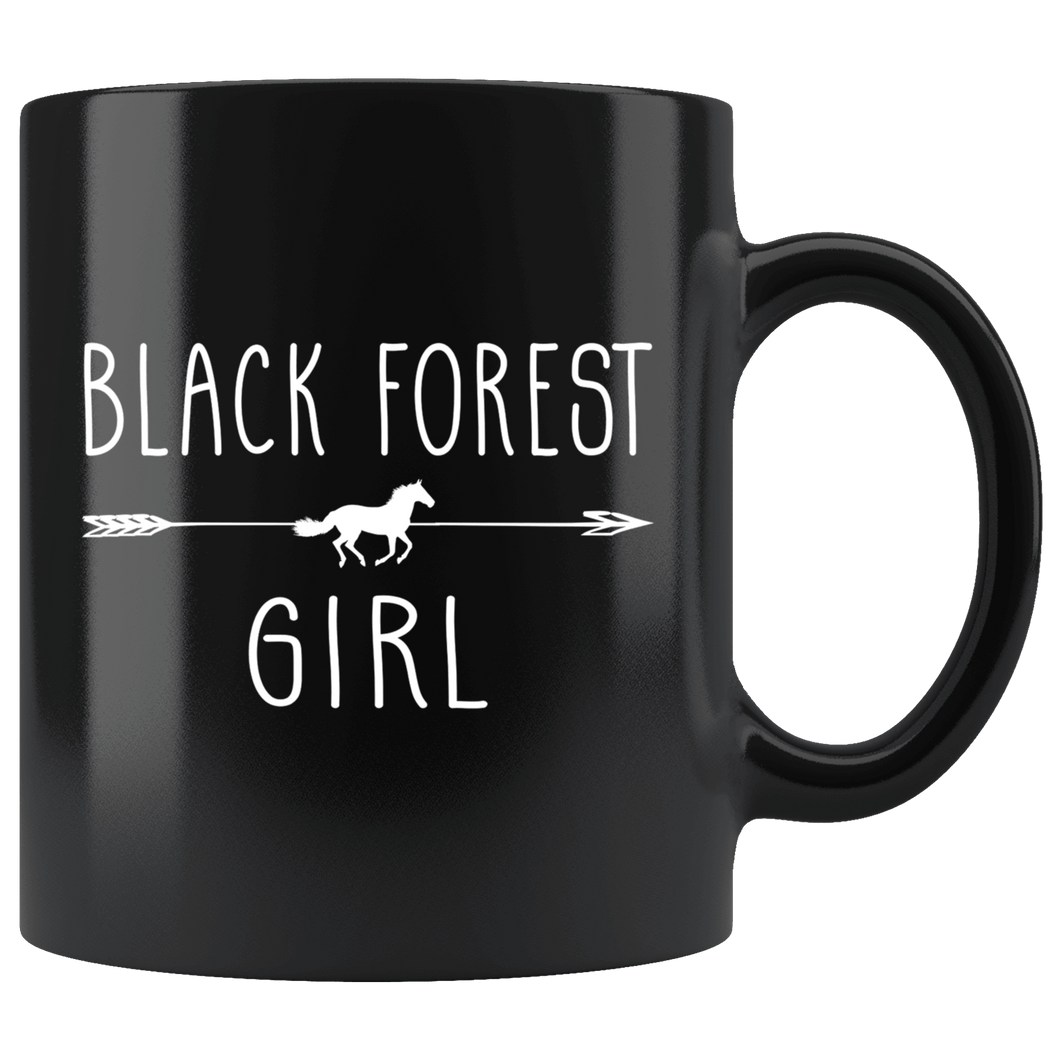 RobustCreative-Black Forest Horse Girl Gifts Horses Lover Riding Racing - 11oz Black Mug Racing Lover Gift Idea