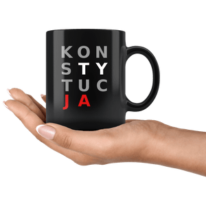 RobustCreative-Polska Konstytucja - Polish Pride PL 11oz Funny Black Coffee Mug - Solidarity Solidarnosc Independant Poland - Friends Gift - Both Sides Printed