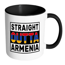 Load image into Gallery viewer, RobustCreative-Straight Outta Armenia - Armenian Flag 11oz Funny Black &amp; White Coffee Mug - Independence Day Family Heritage - Women Men Friends Gift - Both Sides Printed (Distressed)
