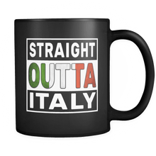 Load image into Gallery viewer, RobustCreative-Straight Outta Italy - Italian Flag 11oz Funny Black Coffee Mug - Independence Day Family Heritage - Women Men Friends Gift - Both Sides Printed (Distressed)
