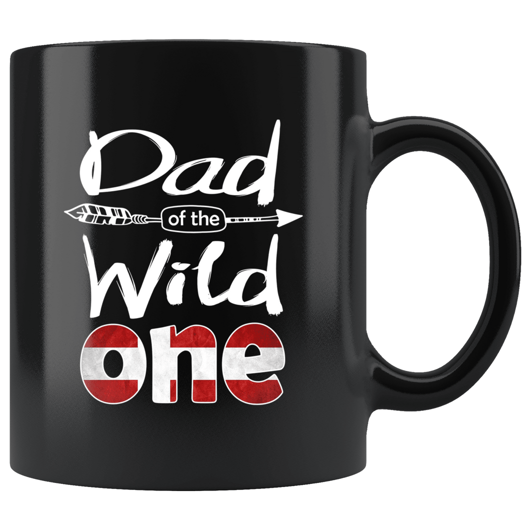 RobustCreative-Danish Dad of the Wild One Birthday Denmark Flag Black 11oz Mug Gift Idea