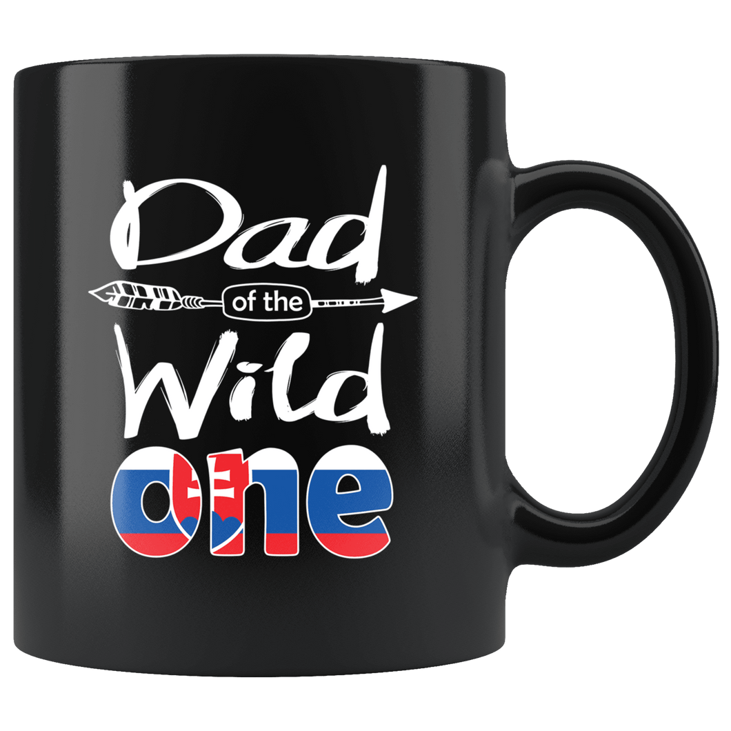 RobustCreative-Slovak Dad of the Wild One Birthday Slovakia Flag Black 11oz Mug Gift Idea
