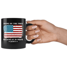 Load image into Gallery viewer, RobustCreative-Home of the Free Aunty USA Patriot Family Flag - Military Family 11oz Black Mug Retired or Deployed support troops Gift Idea - Both Sides Printed
