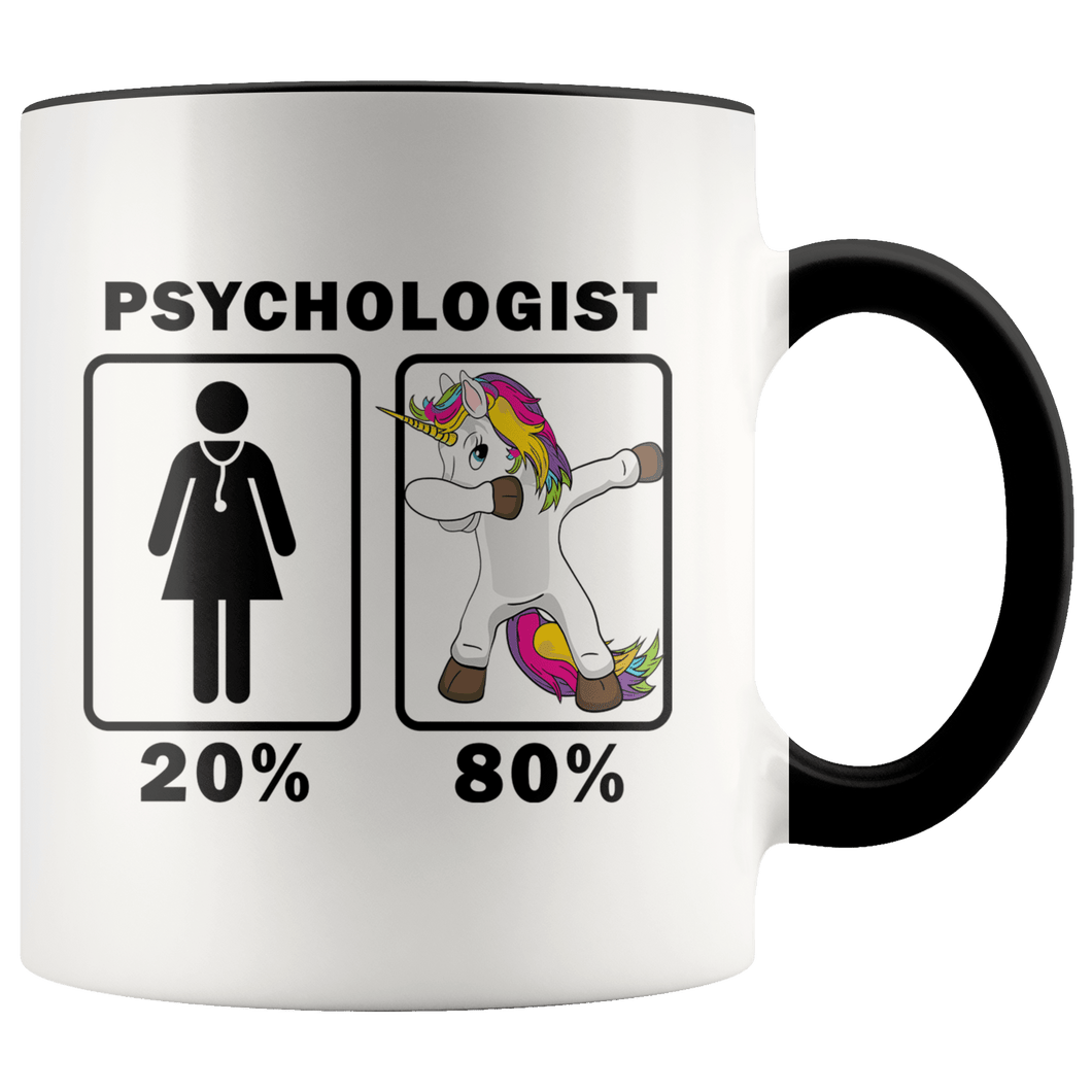 RobustCreative-Psychologist Dabbing Unicorn 80 20 Principle Superhero Girl Womens - 11oz Accent Mug Medical Personnel Gift Idea