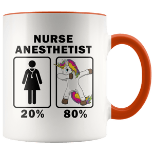 RobustCreative-Nurse Anesthetist Dabbing Unicorn 80 20 Principle Superhero Girl Womens - 11oz Accent Mug Medical Personnel Gift Idea
