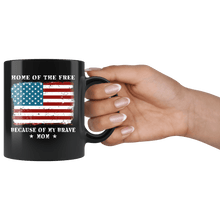 Load image into Gallery viewer, RobustCreative-Home of the Free Mom USA Patriot Family Flag - Military Family 11oz Black Mug Retired or Deployed support troops Gift Idea - Both Sides Printed

