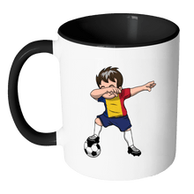 Load image into Gallery viewer, RobustCreative-Dabbing Soccer Boys Romania Romanian Bucharest Gift National Soccer Tournament Game 11oz Black &amp; White Coffee Mug ~ Both Sides Printed
