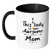 Load image into Gallery viewer, RobustCreative-One Awesome Mom - Birthday Gift 11oz Funny Black &amp; White Coffee Mug - Mothers Day B-Day Party - Women Men Friends Gift - Both Sides Printed (Distressed)
