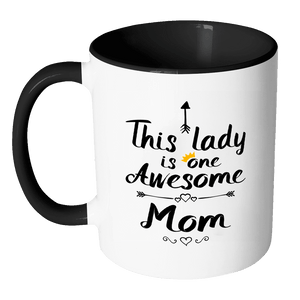 RobustCreative-One Awesome Mom - Birthday Gift 11oz Funny Black & White Coffee Mug - Mothers Day B-Day Party - Women Men Friends Gift - Both Sides Printed (Distressed)